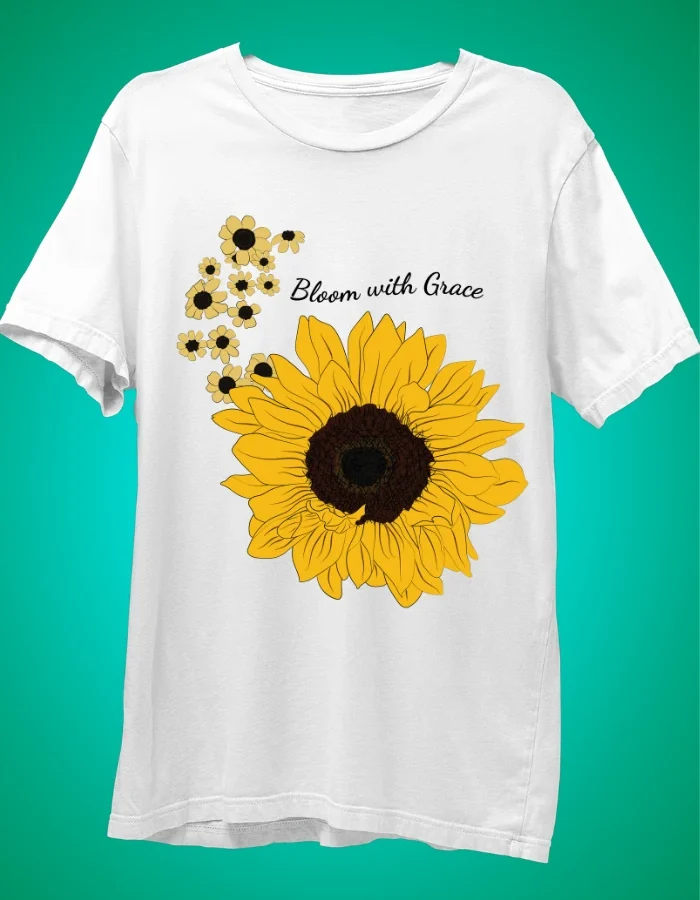 BLOOM WITH GRACE-01 WHITE t-shirt.