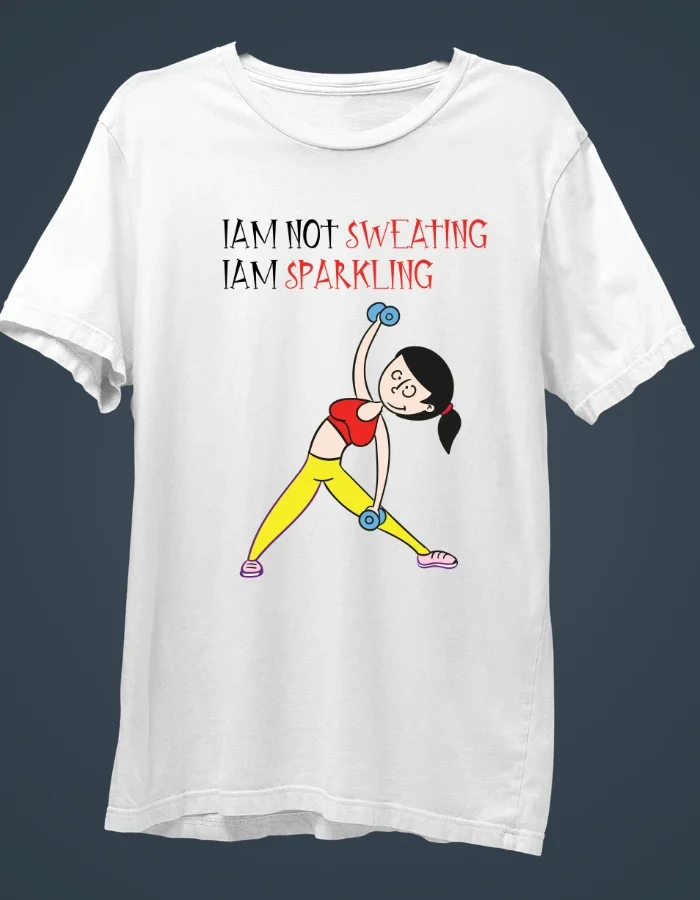 I AM NOT SWEATING IAM SPARKLING-01 WHITE t-shirt.