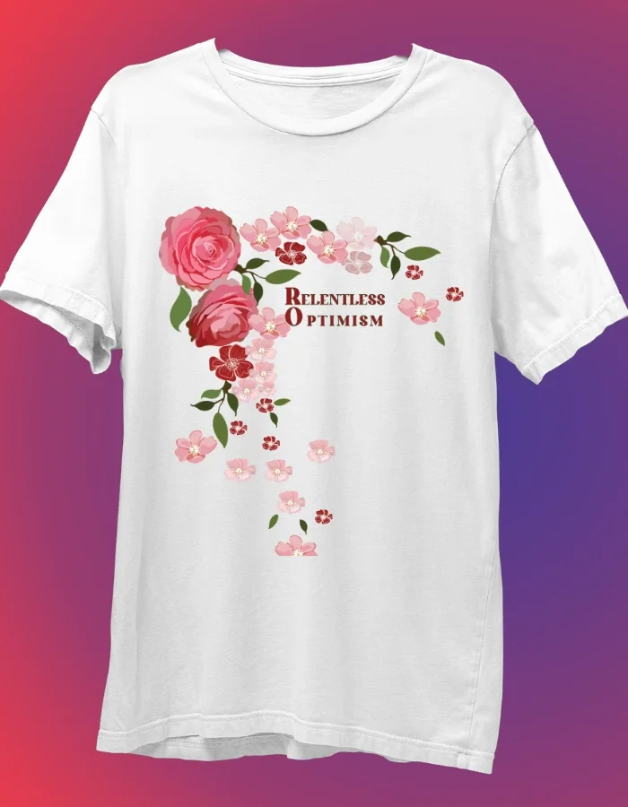 RELENTLESS OPTIMISM-01 WHITE t-shirt.