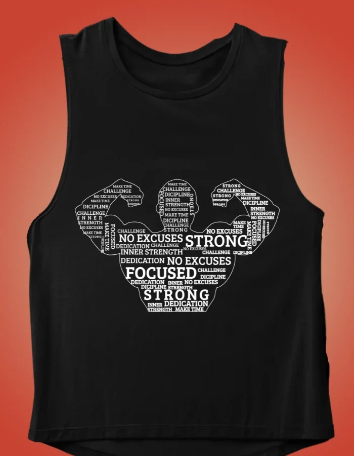 Motivational Words in Muscular Shape In A Gym Vest