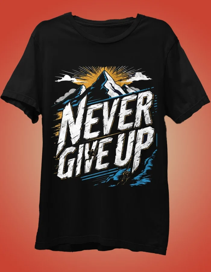 Black never give up t shirt