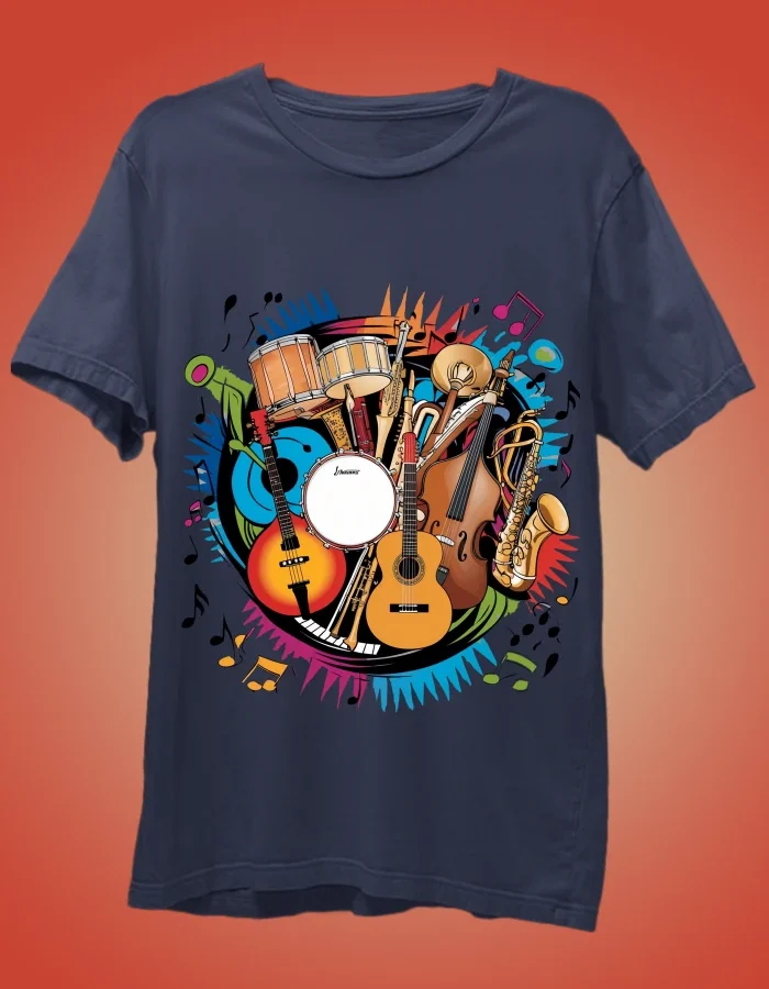 Musical Instruments Navy Blue Tshirt