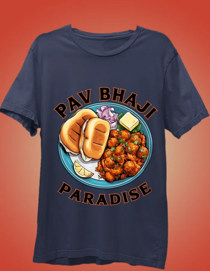 Pav Bhaji Paradise Navy Blue Tshirt