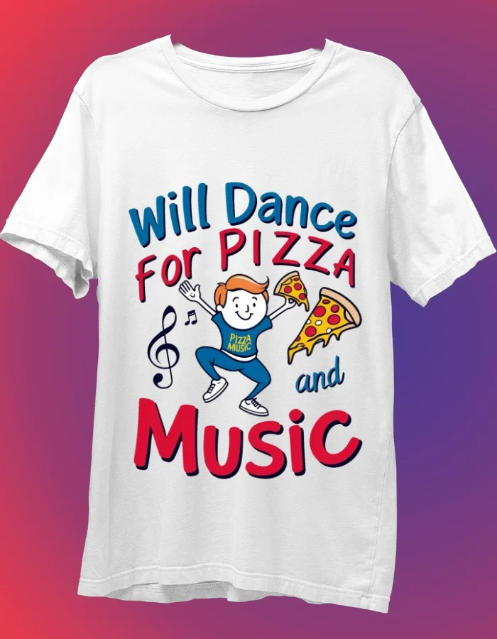 Will Dance for Pizza and Music White Tshirt