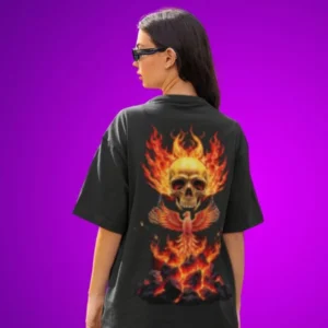 Flaming Skull Graphic Black T-shirt