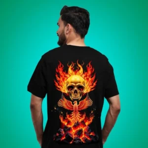 Flaming Skull Phoenix Graphic Tee