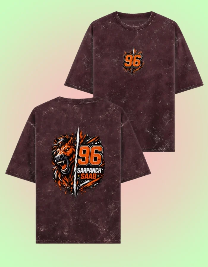 Acid Wash Lion Graphic T-shirt