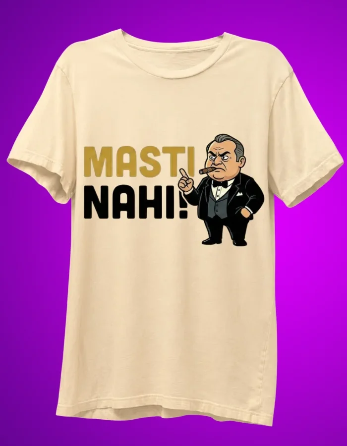 Masti Nahi Cartoon Beige Graphic T-shirt